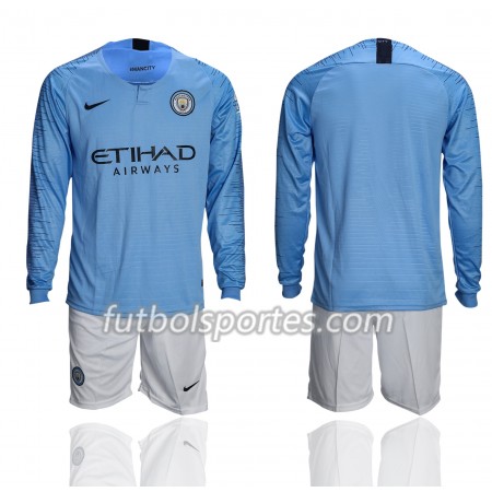 Camisetas Manchester City Niños Primera Equipacion 2018/2019 Manga Larga